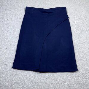 Etre Cecile Knee Length Wrap Skirt sz M Navy Blue Preppy Career Wear
